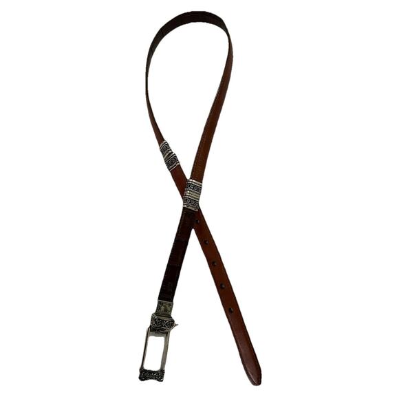 Brighton 90’s Cowgirl Classic Americana Folk Croc Leather Reversible‎ Belt Lg 32 - Picture 1 of 9